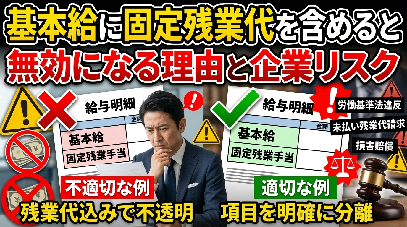 基本給に固定残業代を含めると無効になる理由と企業のリスク - 社会保険労務士法人あいパートナーズ